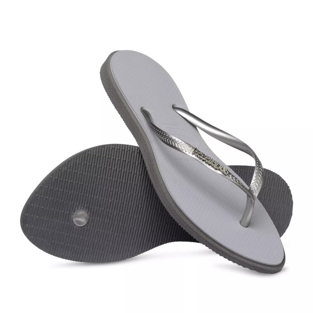 46$ Havaianas Slim Point Flip Flop Rubber Sandals Women's Size 6 US Silver - Picture 4 of 5